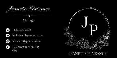 Customizable Classic initials in a circular floral frame Email Signature Template for Canva - Small Business Branding,balck
