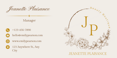 Customizable Classic initials in a circular floral frame Email Signature Template for Canva - Small Business Branding, beige