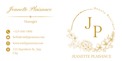Customizable Classic initials in a circular floral frame Email Signature Template for Canva - Small Business Branding, gold