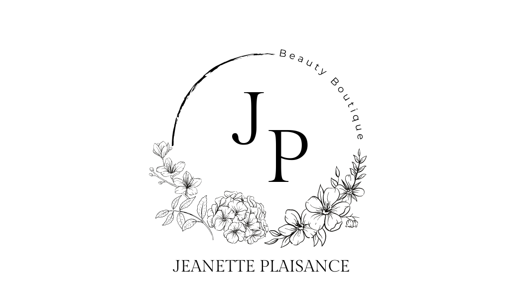 Customisable business brand marketing templates design -  Business Card for beauty boutiques or alike. Classic Initials with a circle floral frame.White background, black text. Front design.