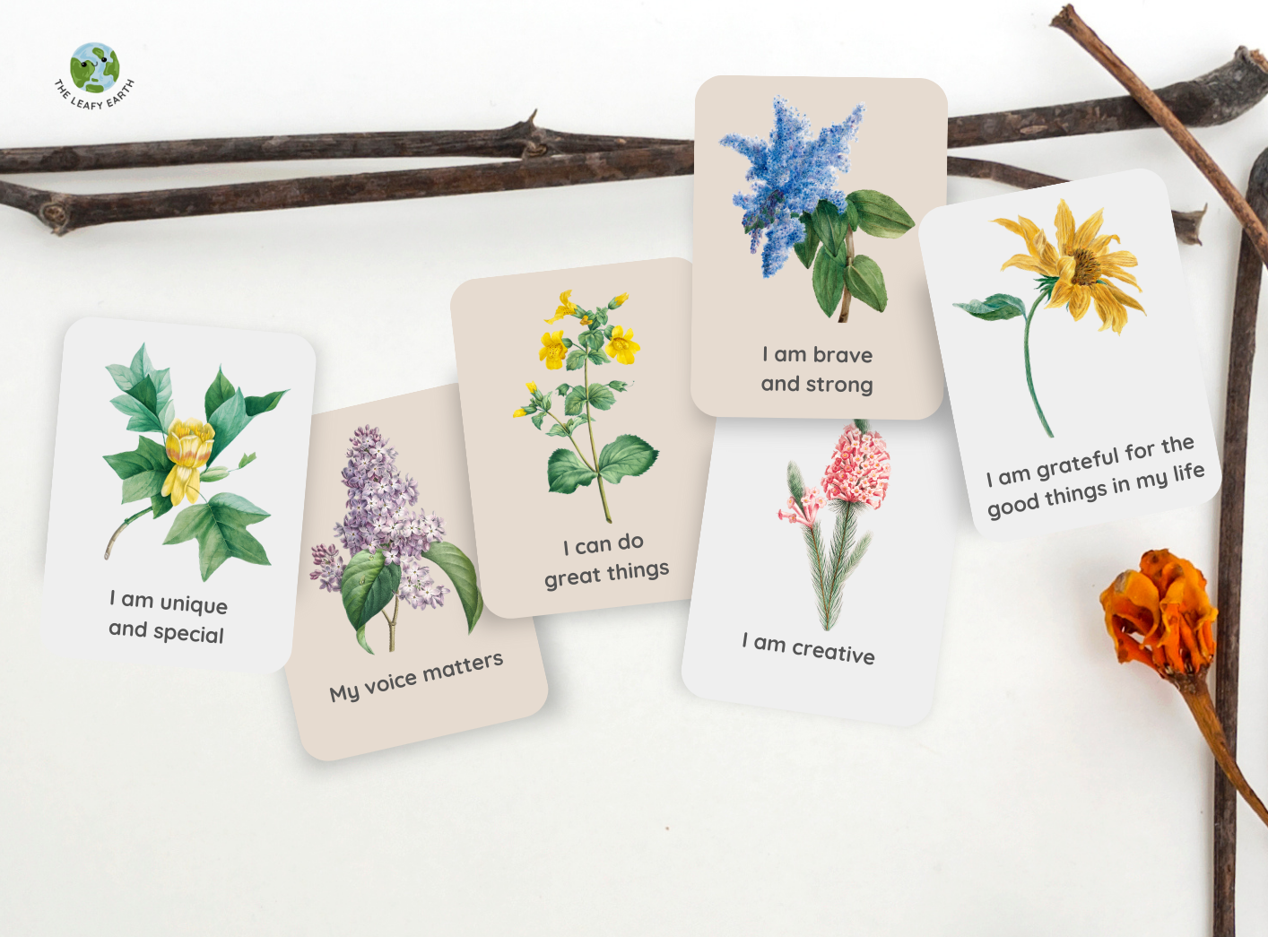 20 Flower Affirmation Cards, Motivational Cards - Payhip