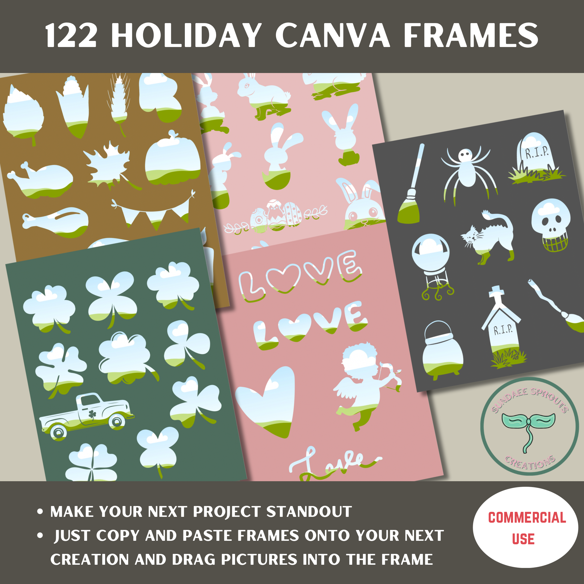 122 Holiday Frames for Canva - Payhip