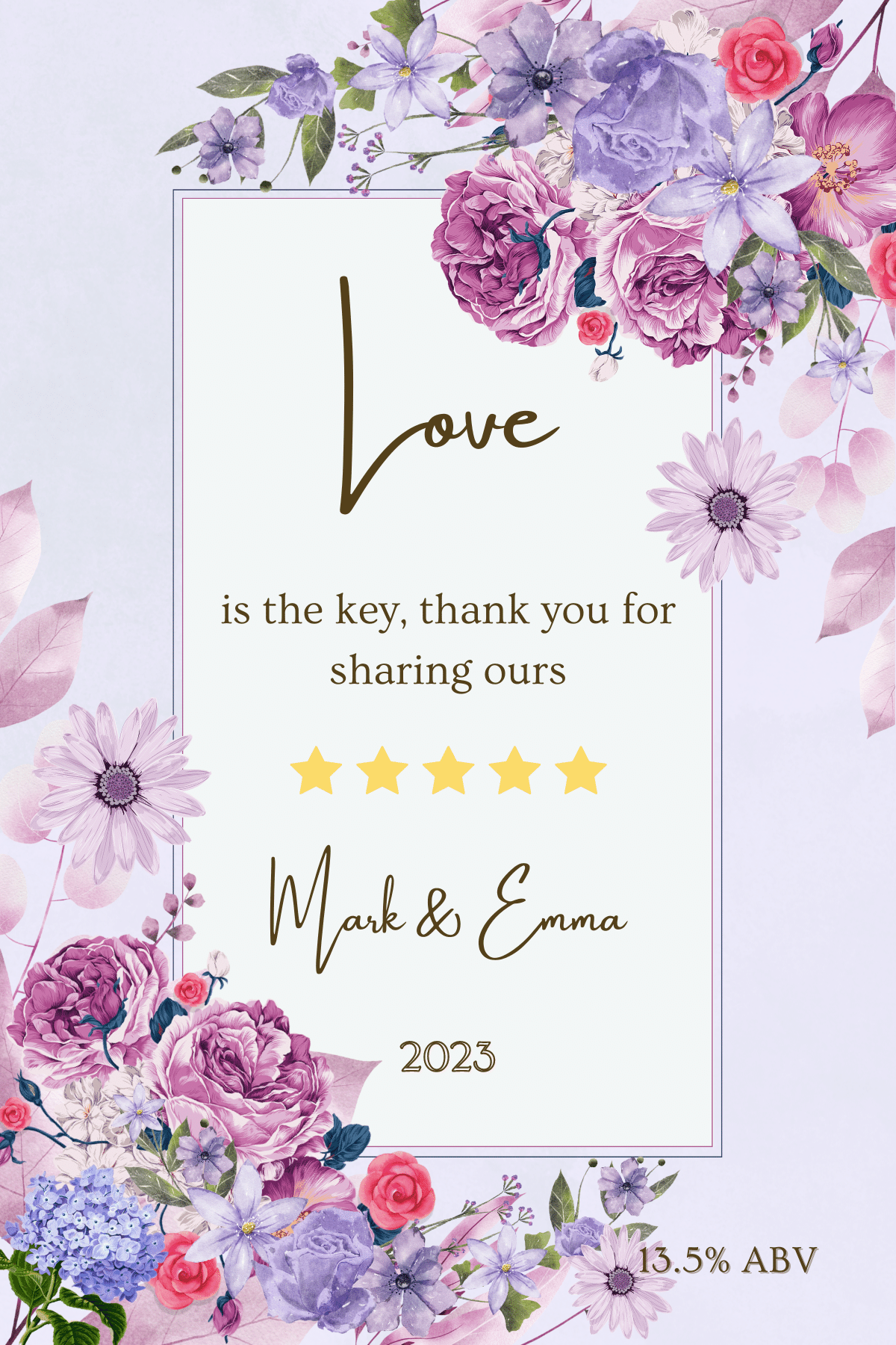 Purple Full Bloom Floral Sticker Label 4"x6" | Customizable Canva Template | Digital. Design
