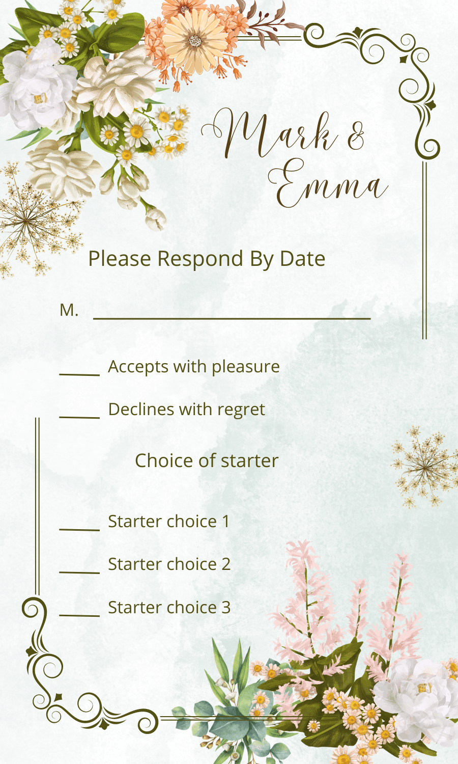 Vibrant Full Bloom Floral RSVP Card | Customizable Canva Template | Digital. Design
