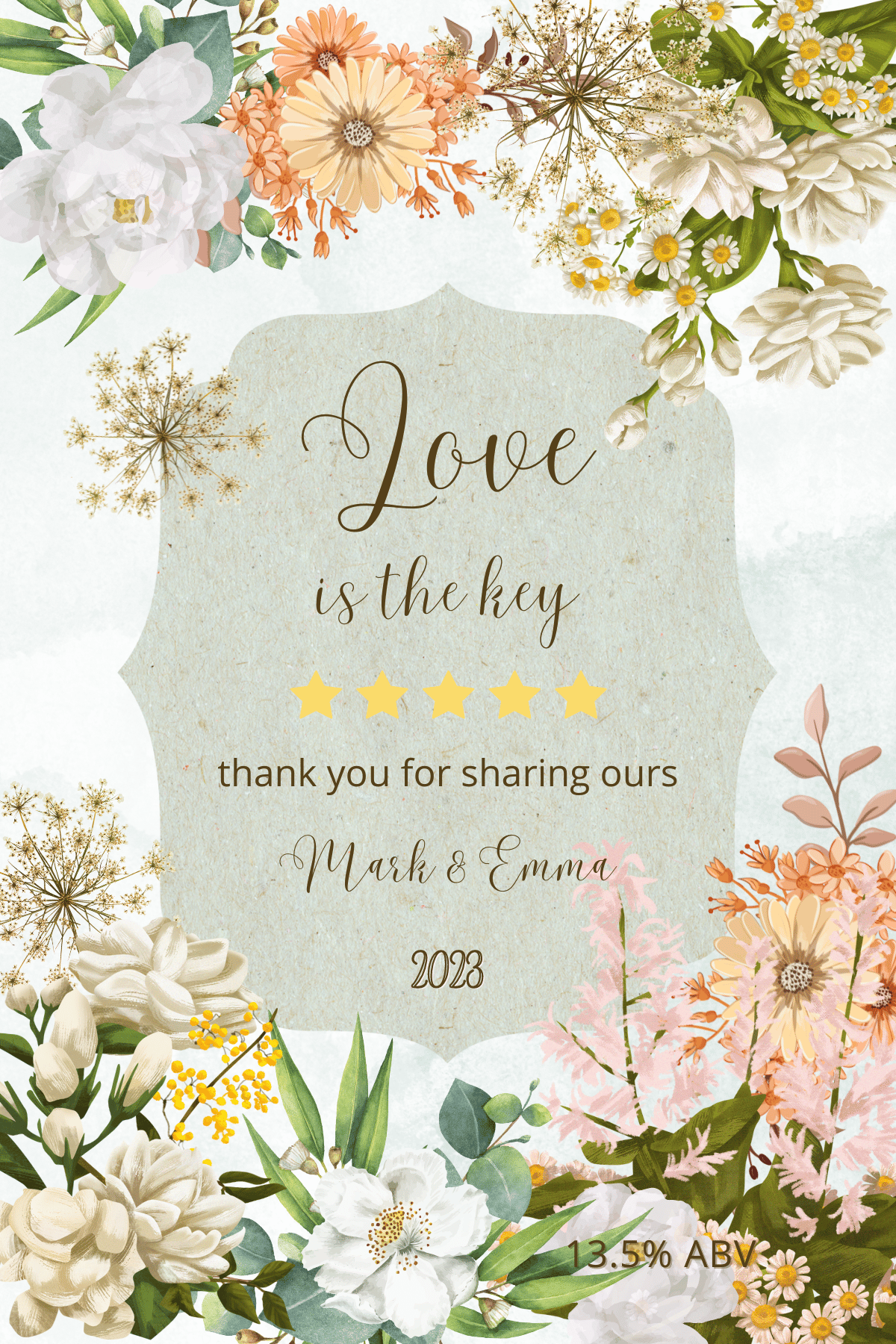 Vibrant Full Bloom Floral Sticker Label 4"x6" | Customizable Canva Template | Digital. Design