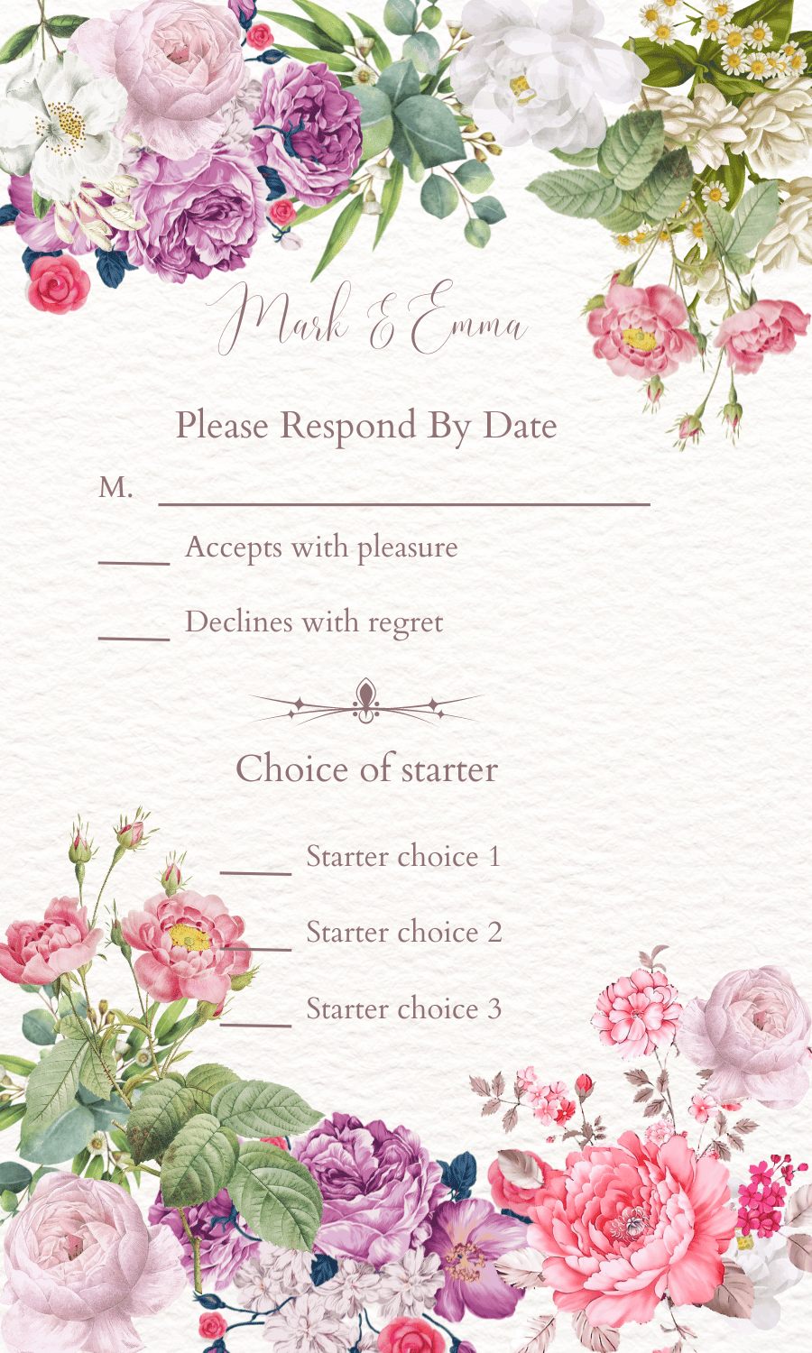Lush Floral RSVP Card | Customizable Canva Template | Digital. Design