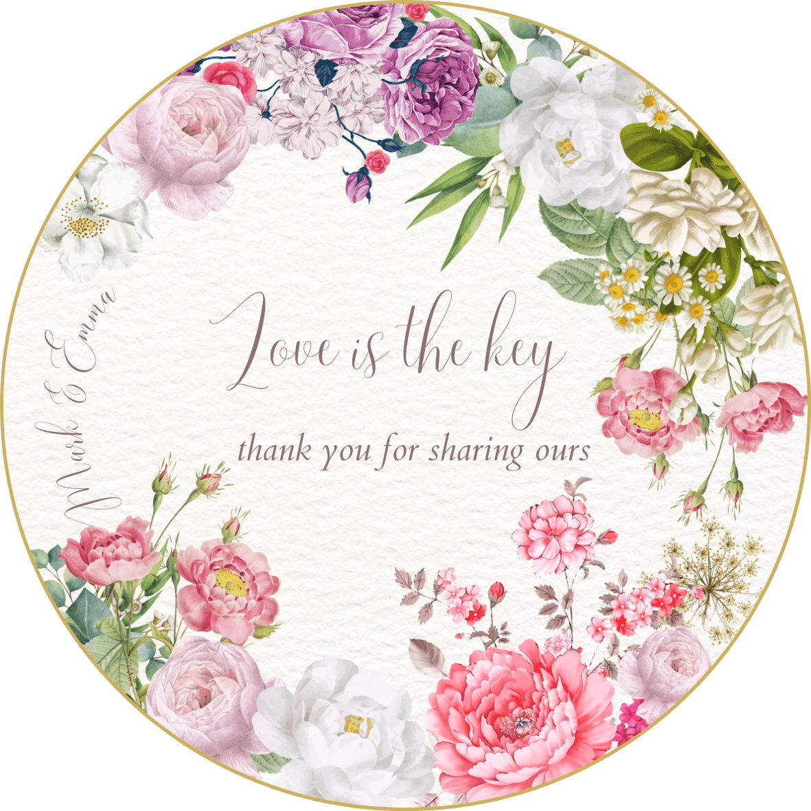 Lush Floral Circle Sticker | Customizable Canva Template | Digital. Design