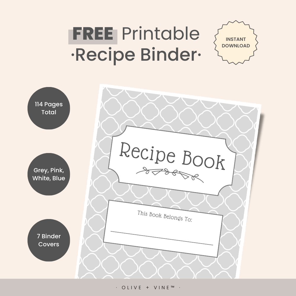 Customizable Recipe Binder Kit, Printable Cookbook Template Bundle