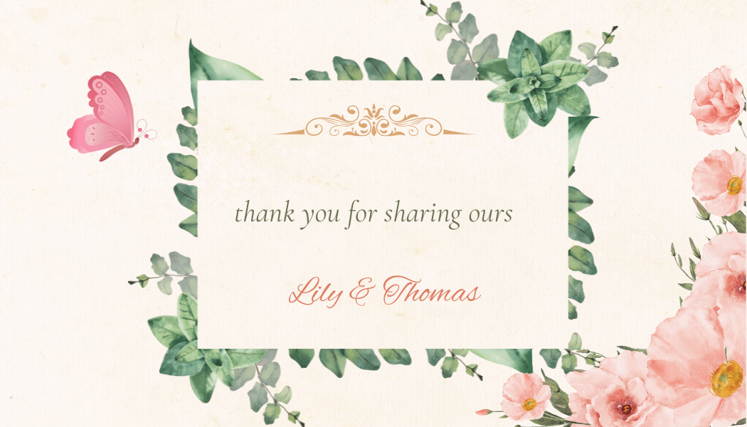 Elegant Pink Rose Wedding Gift/Favor Tag | Customizable Canva Template | Digital Download. Back