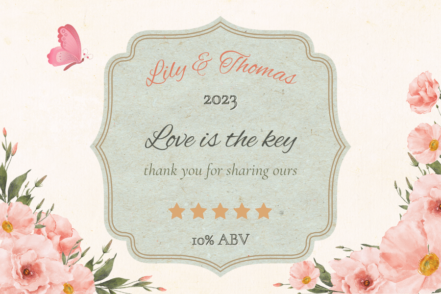 Elegant Pink Rose Wedding Sticker Label 3"x2" | Customizable Canva Template | Digital Download. Design