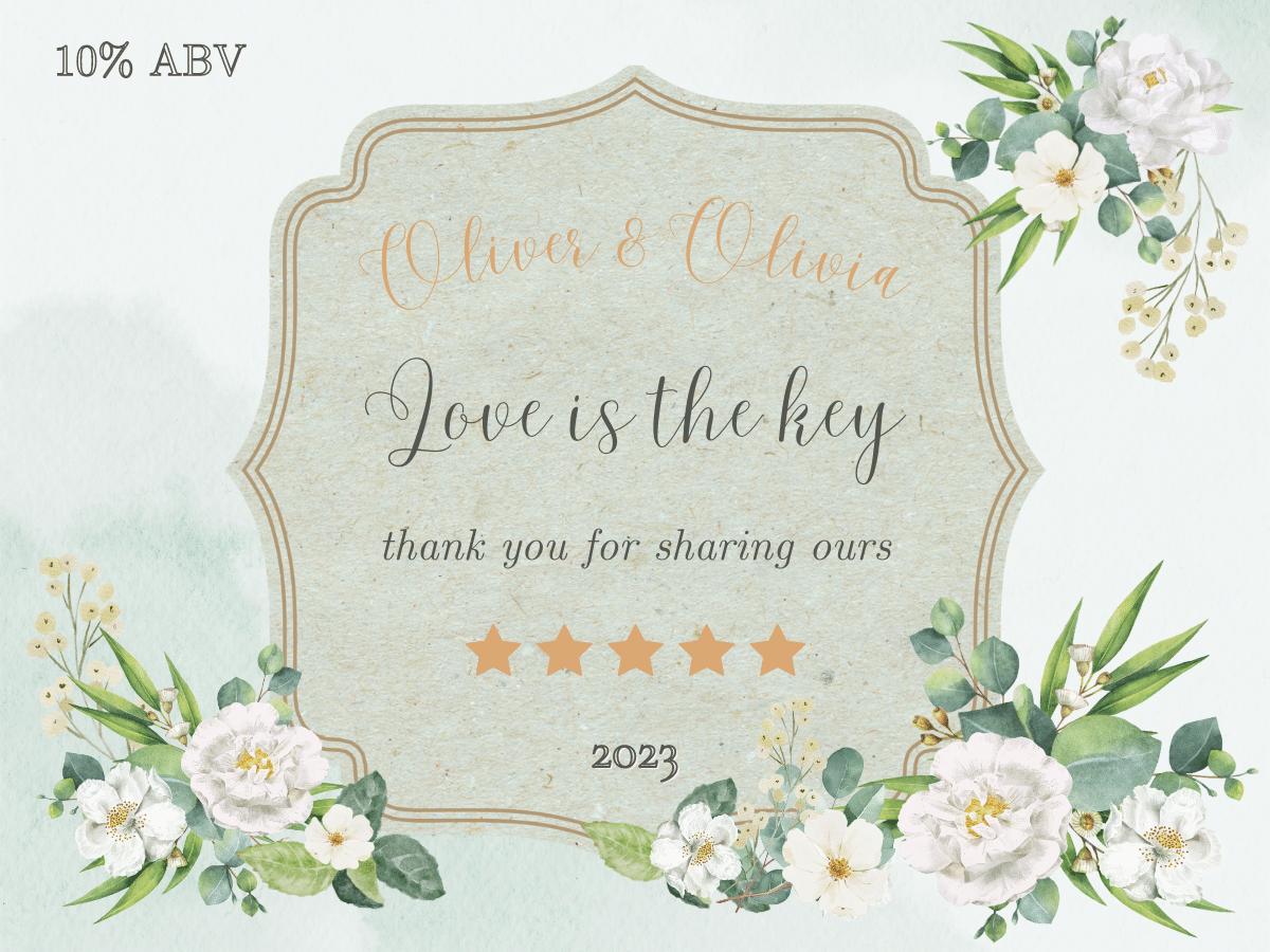 Elegant White Floral Photo Frame Sticker Label 4"x3" | Customizable Canva Template | Digital Download. Design