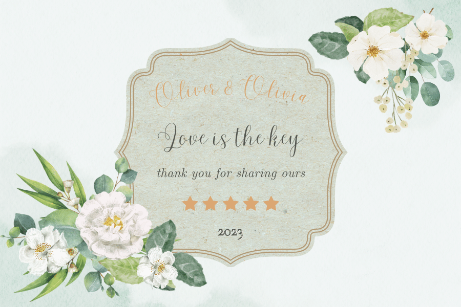 Elegant White Floral Photo Frame Sticker Label 3"x2" | Customizable Canva Template | Digital Download. Design