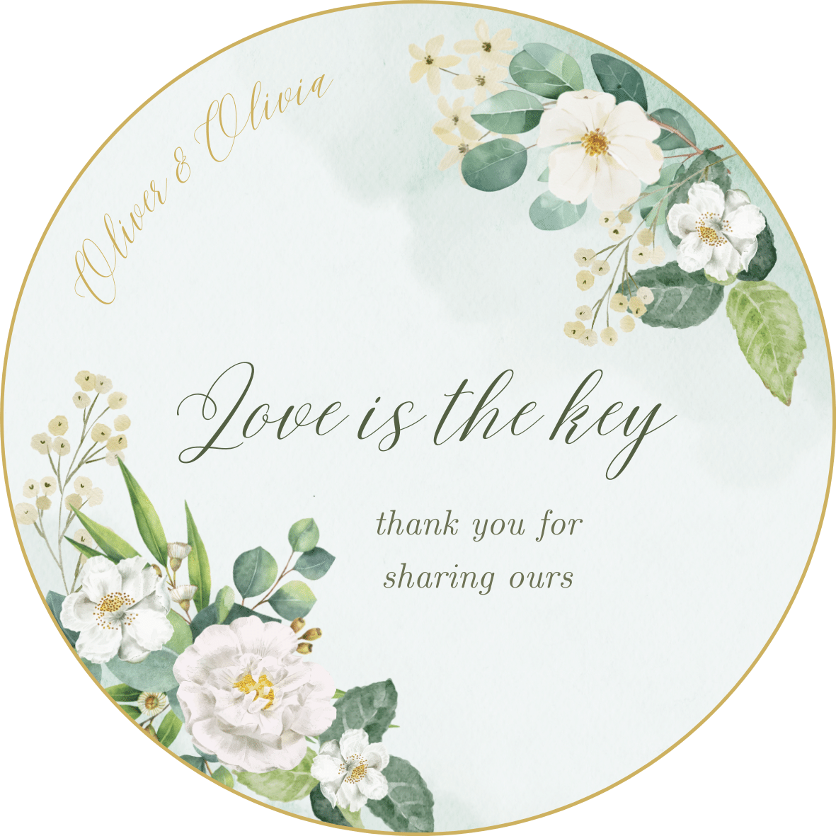 Elegant White Floral Photo Frame Circle Sticker | Customizable Canva Template | Digital Download. Design