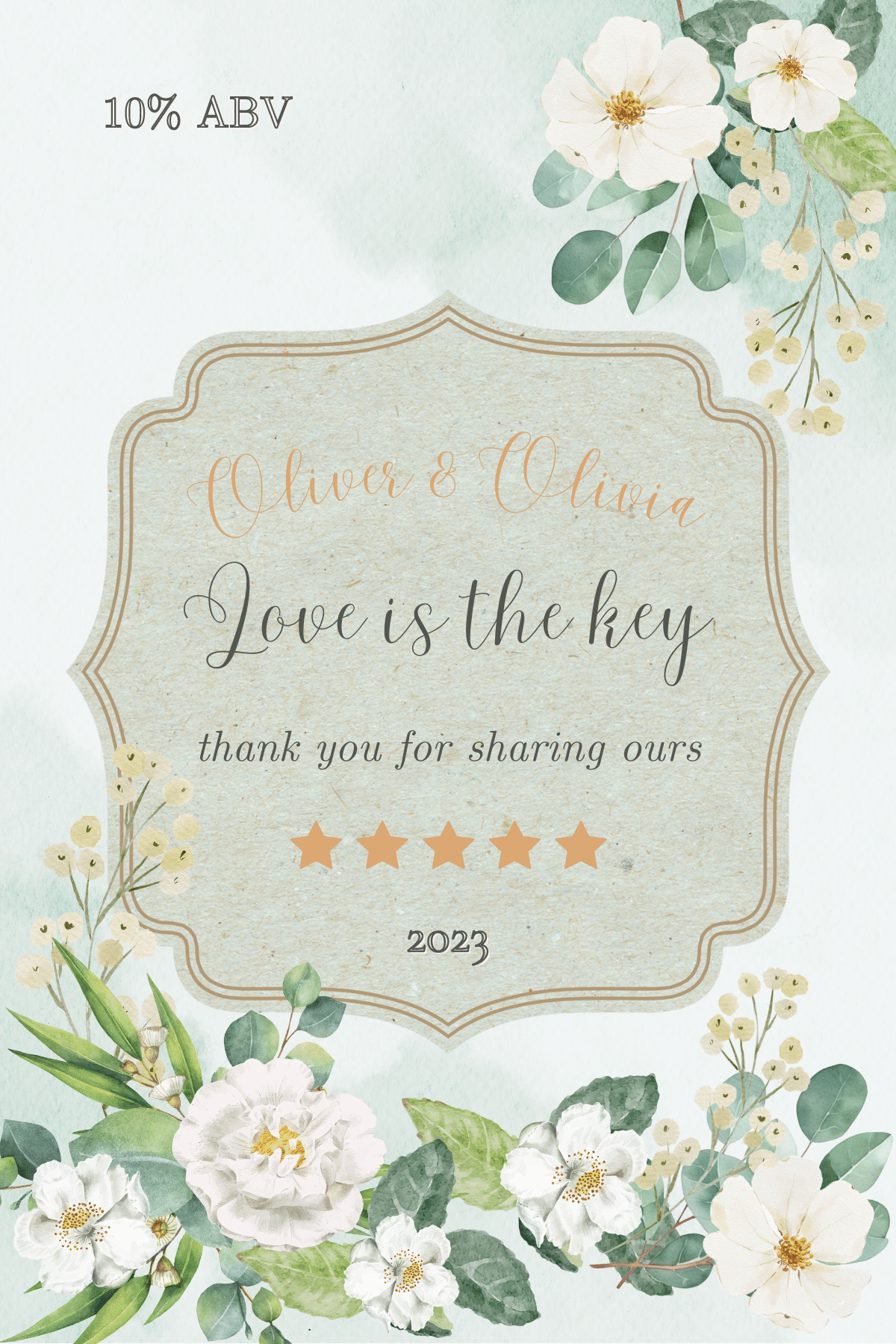 Elegant White Floral Photo Frame Sticker Label 4"x6" | Customizable Canva Template | Digital Download. Design