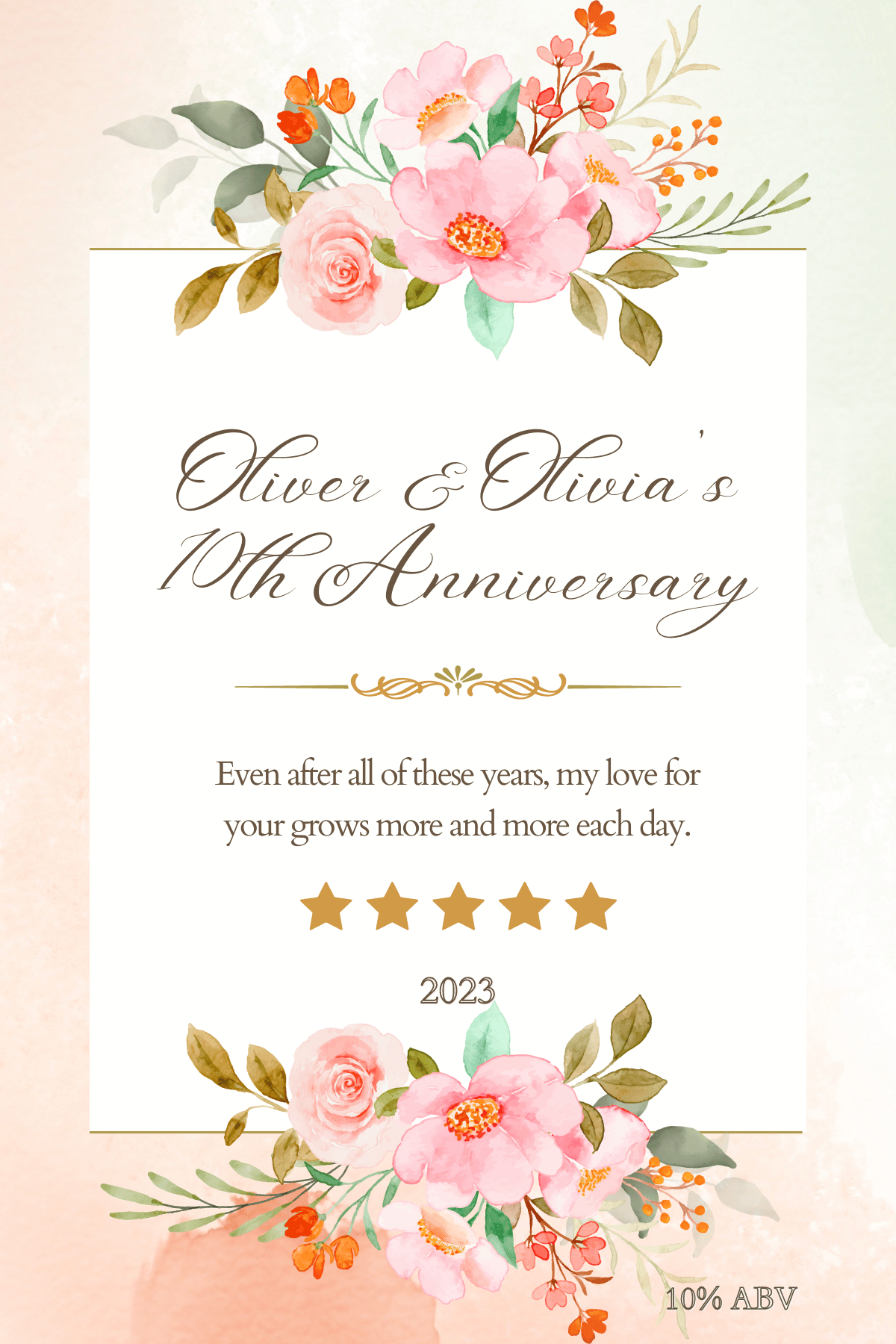 Soft Pink Floral Watercolor Sticker Label 4"x6" | Customizable Canva Template | Digital Download. Design
