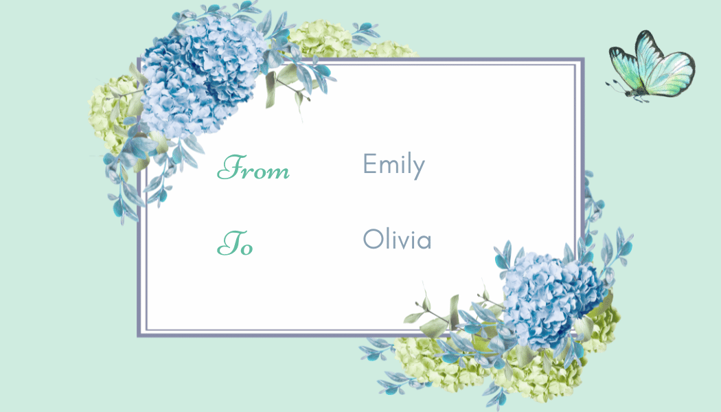 Elegant Butterfly Floral Design Gift/Favor Tag | Customizable Canva Template | Digital. Back design