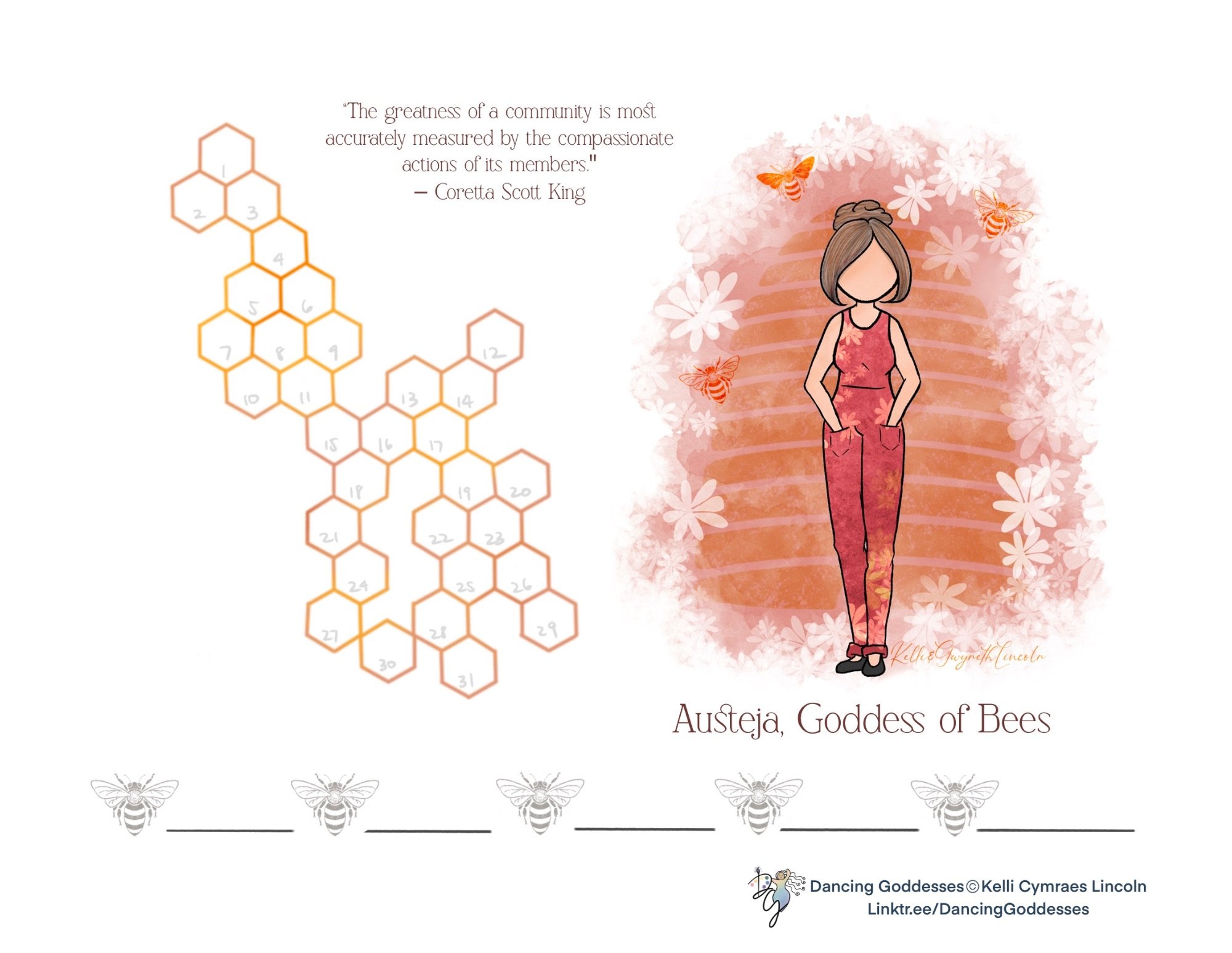 Goddess Journal Tracker - Austeja, Goddess of Bees and Friendship - Payhip