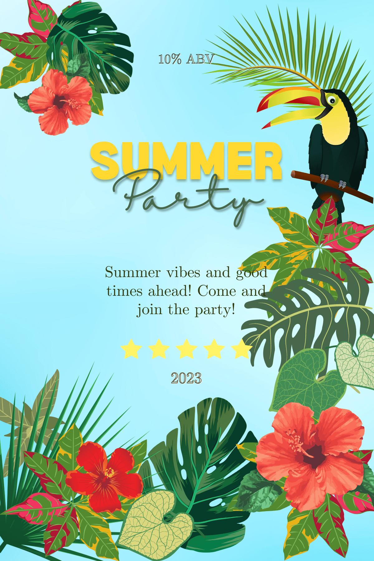 Vibrant Tropical Paradise Design Sticker Label 4"x6" | Customizable Canva Template | Digital Download. Design