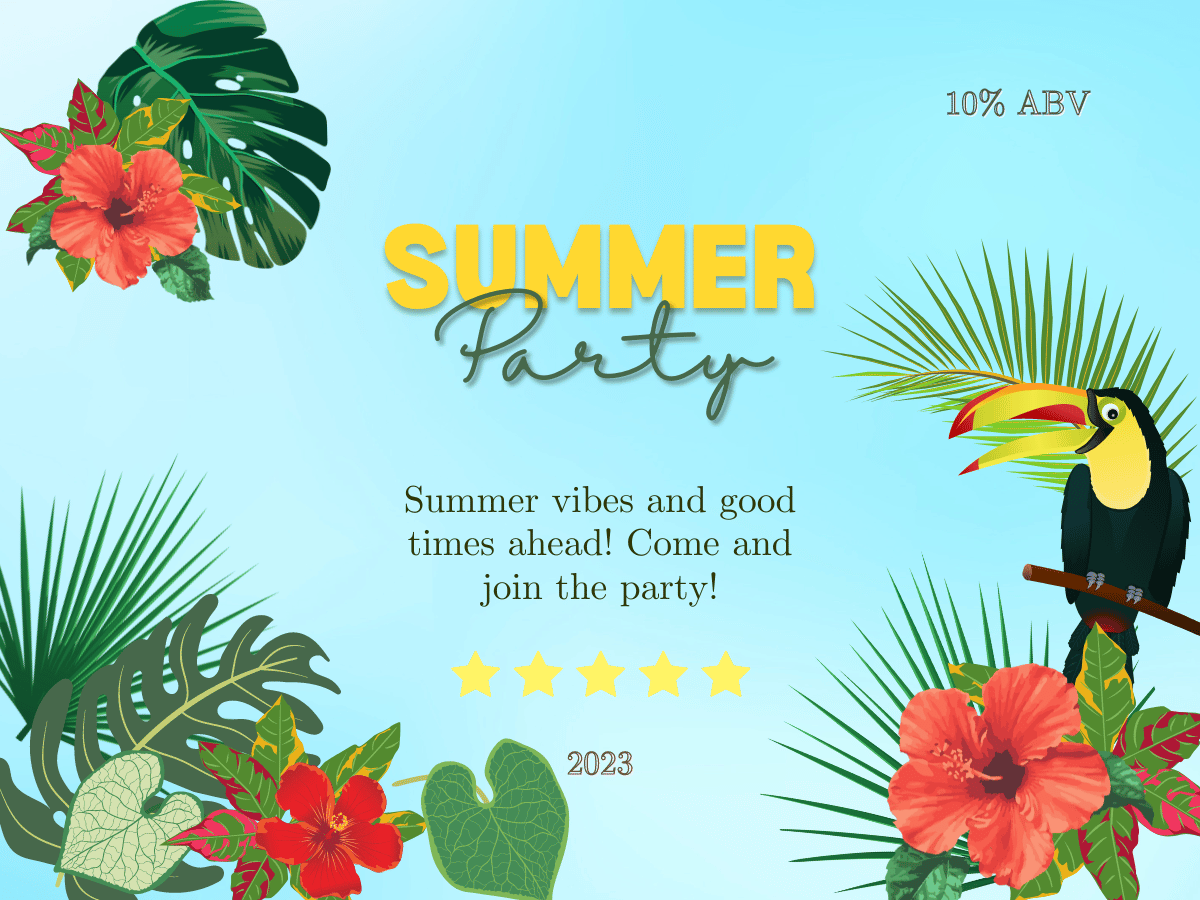 Vibrant Tropical Paradise Design Sticker Label 4"x3" | Customizable Canva Template | Digital. Design
