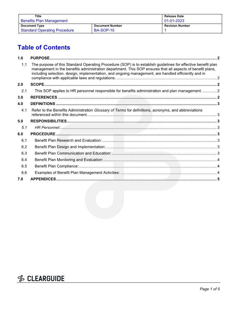 BA-SOP-10_Benefit Plan Management