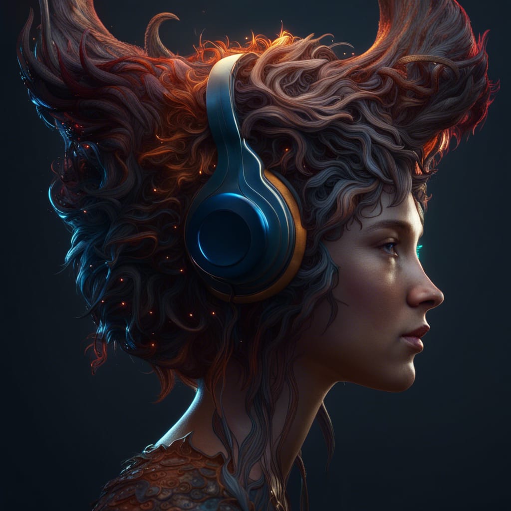 woman with headphones