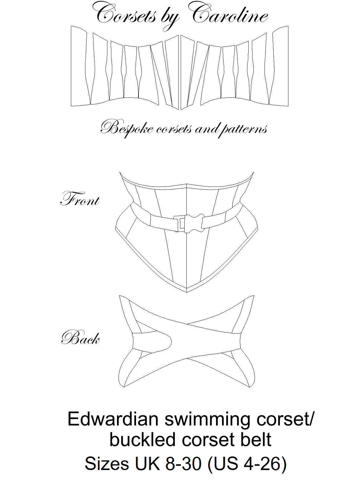 Edwardian swimming corset/ buckled belt pattern Sizes UK8-30/ US4-26 -  Payhip