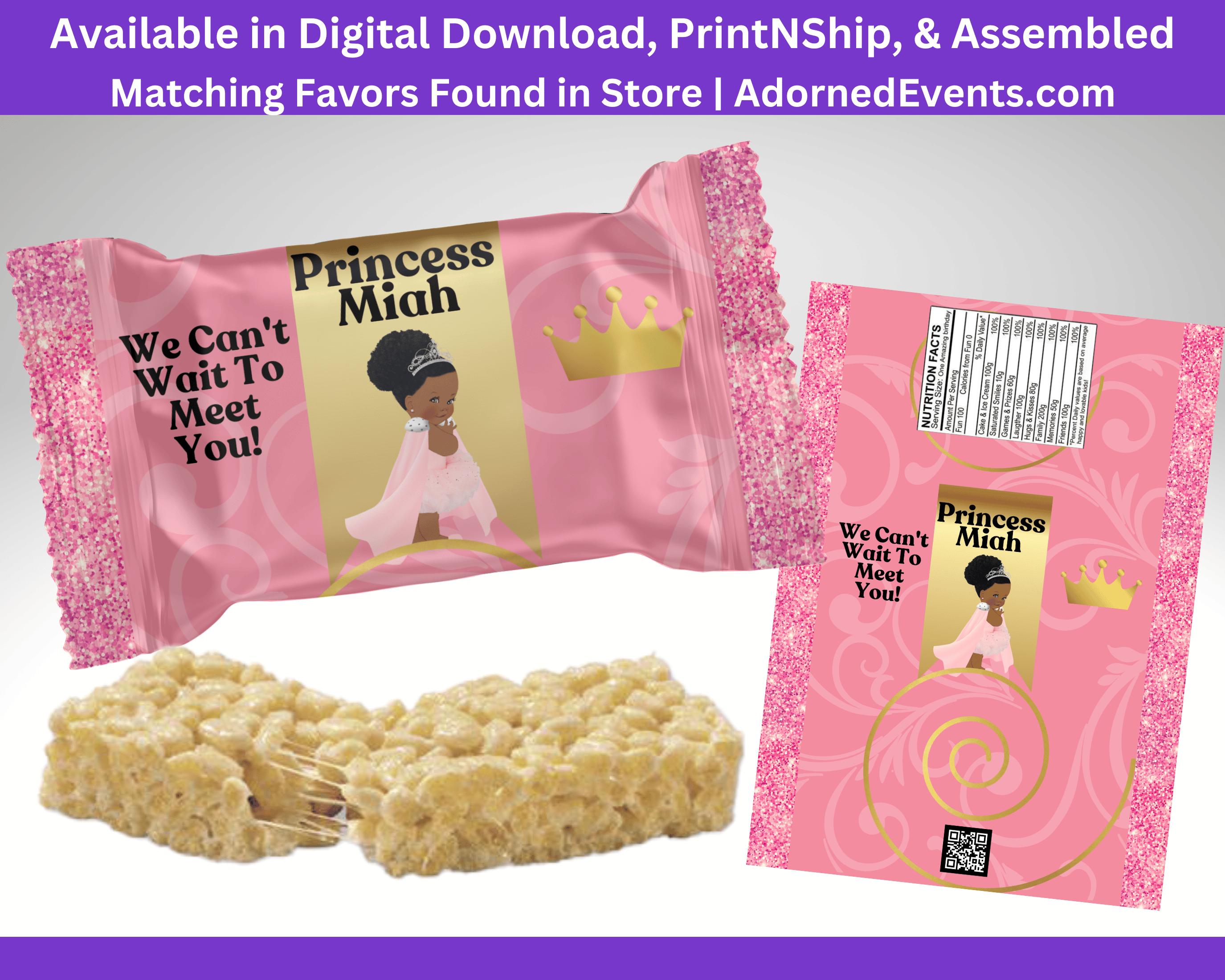 Crunchy Wrapper Rice Crispy Treat Wrapper - Baby Shower/Princess/Gold/Pink - (16) - Payhip
