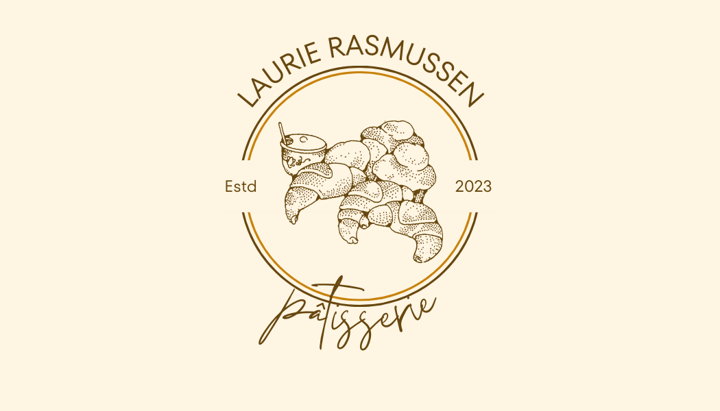 Customizable Classic line-drawn pastries Business Card Template for Canva - Small Business Branding, beige front