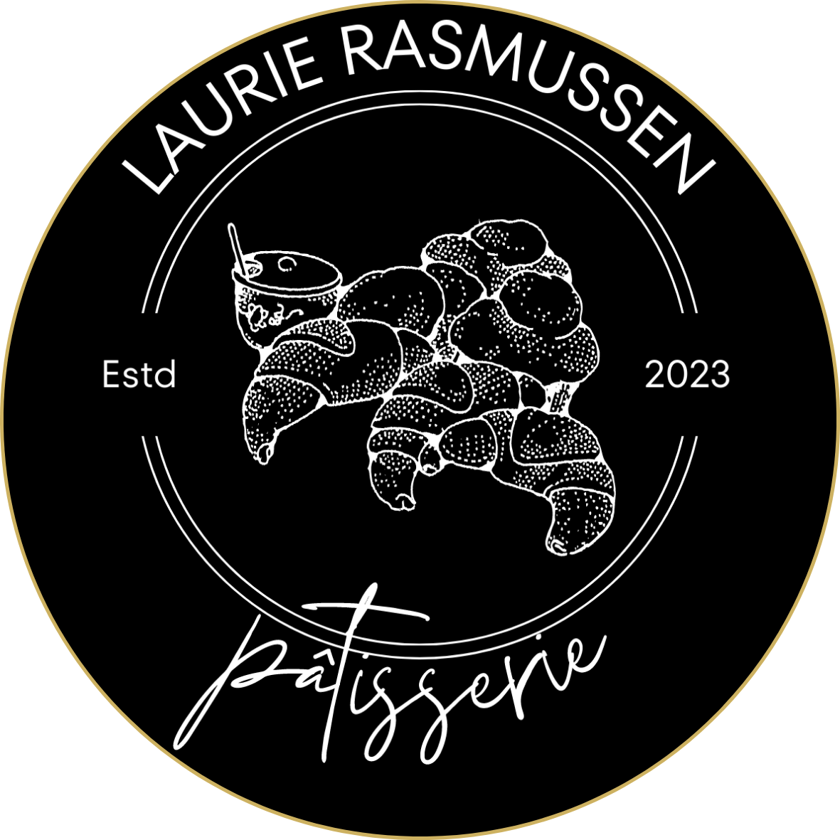 Customizable Classic line-drawn pastries Circle Sticker Template for Canva - Small Business Branding, black
