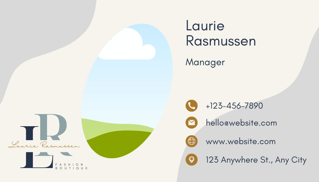 Customizable Minimalistic and elegant initials Business Card Template for Canva - Small Business Branding, pale beige back