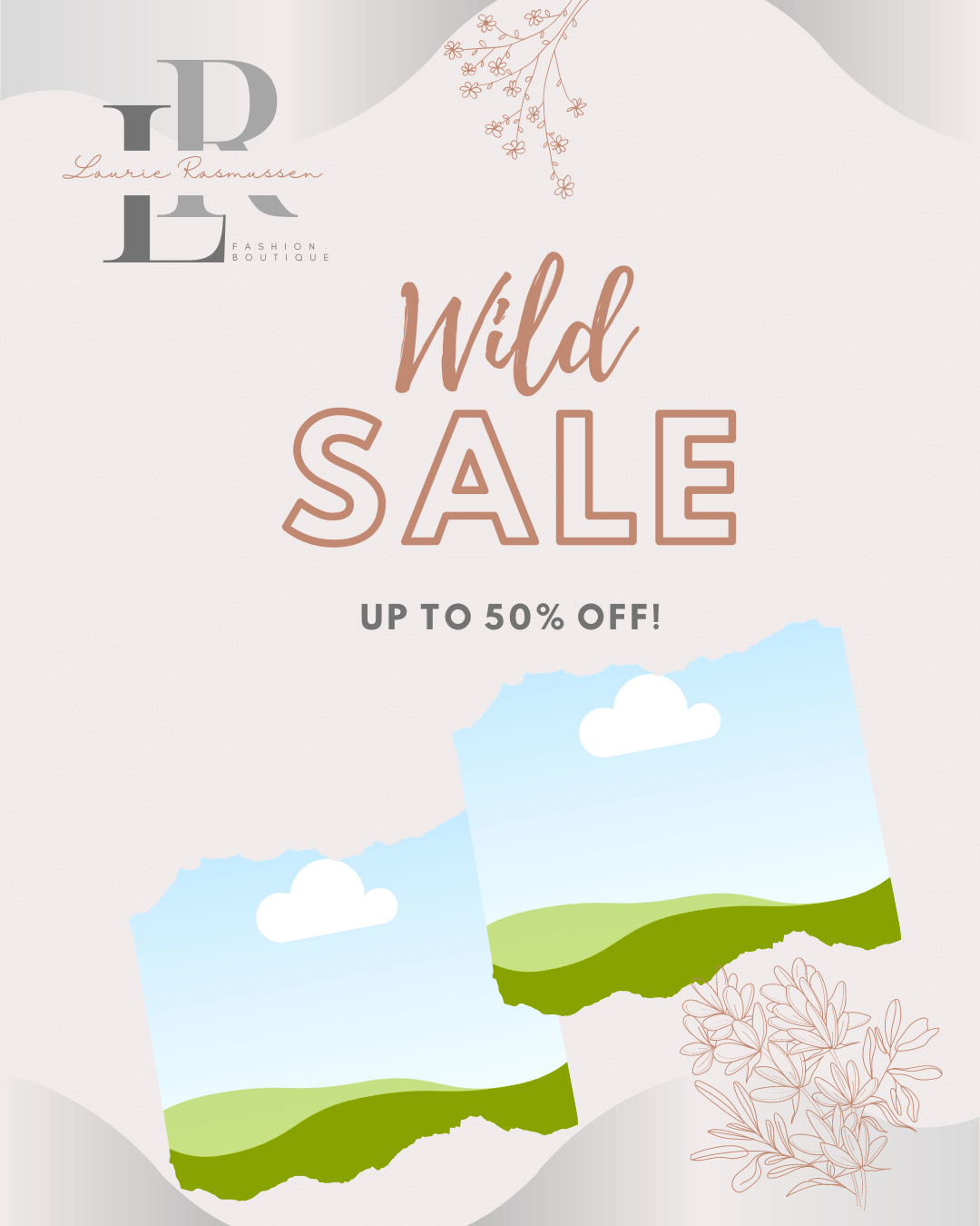 Customizable Minimalistic and elegant initials Instagram Post Portrait Template for Canva - Small Business Branding, pale pink