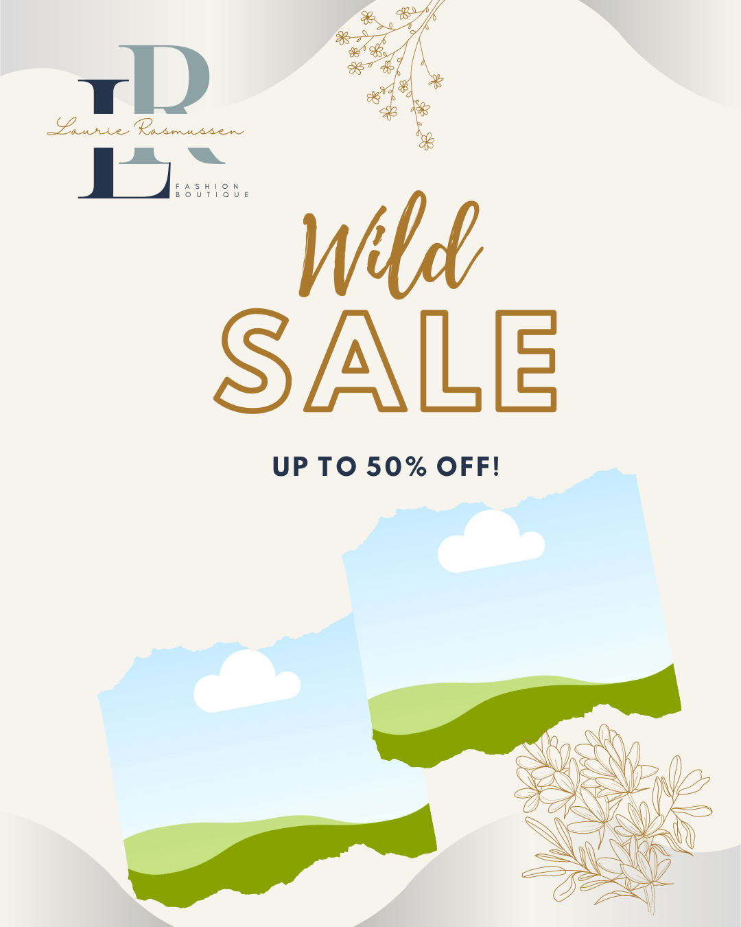 Customizable Minimalistic and elegant initials Instagram Post Portrait Template for Canva - Small Business Branding, pale beige