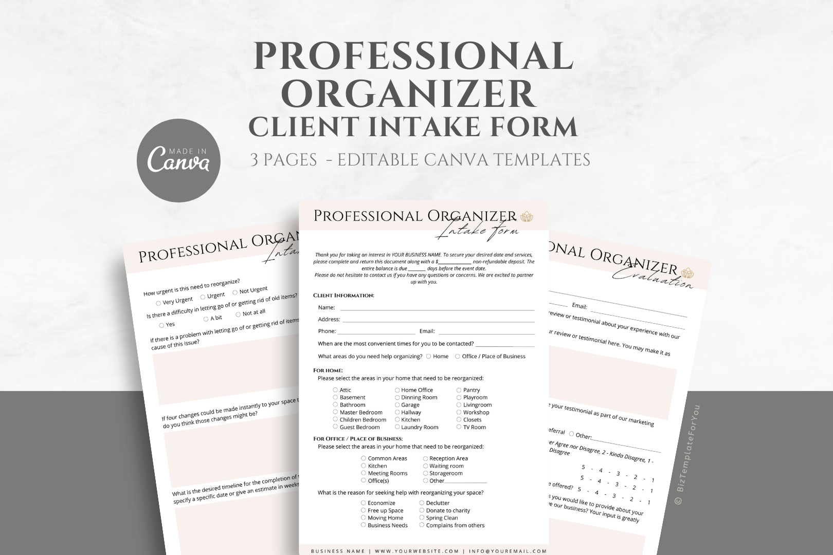Editable Professional Organizer Client Intake Form Template, Home ...