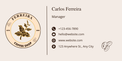 Customizable Classic Coffee Bean Email Signature Template for Canva - Small Business Branding, beige