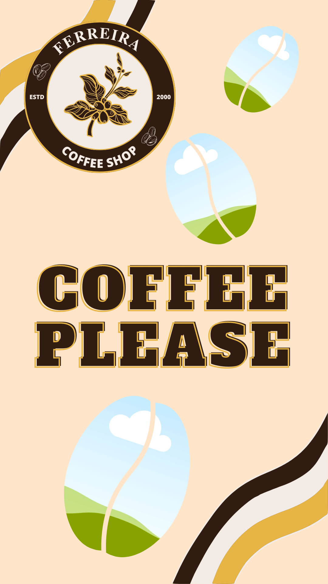 Customizable Classic Coffee Bean Instagram Story Template for Canva - Small Business Branding, brown
