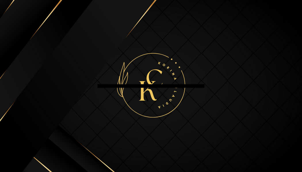 Black Flex Gold Modern Gold Leaf Monogram  Business Card Front