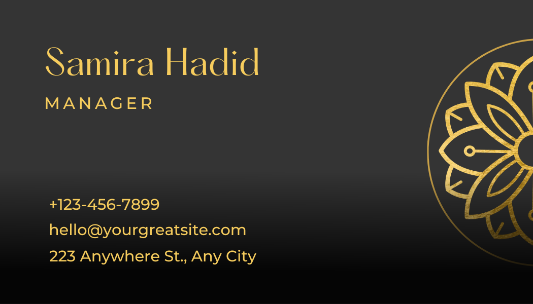 S5  Luxury Gold and Black Flower Business Card  back