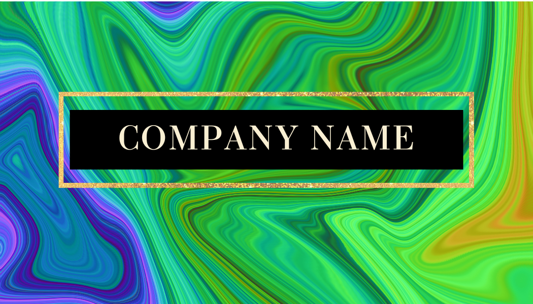 Luxury Lime Blue and Gold Abstract  Liquid Art Business Card front
