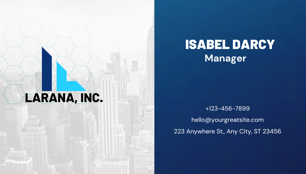 Blue Modern Photo Manager Business Card front