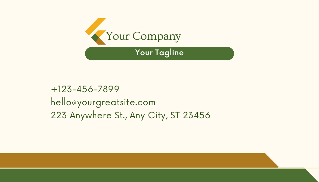 Green and Gold Minimalist Modern Business Card  ftont