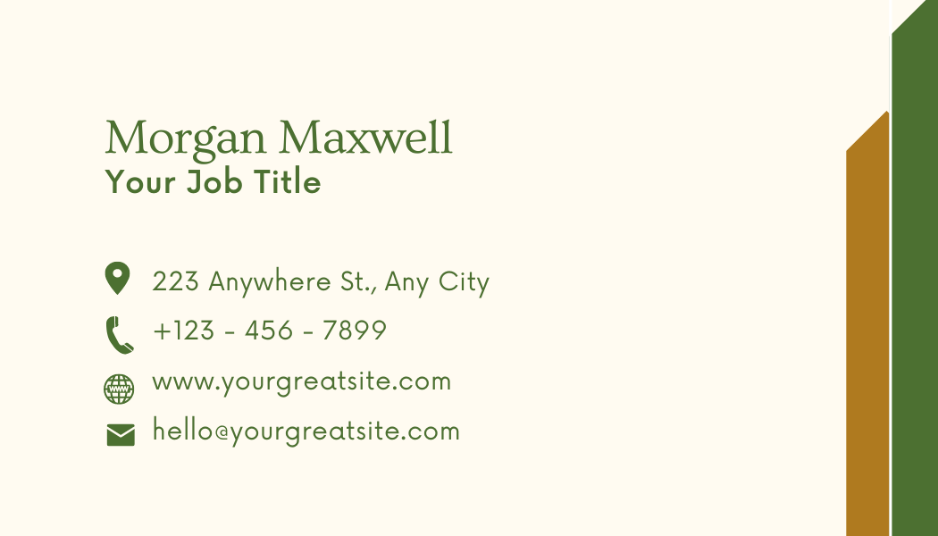 Green and Gold Minimalist Modern Business Card  back