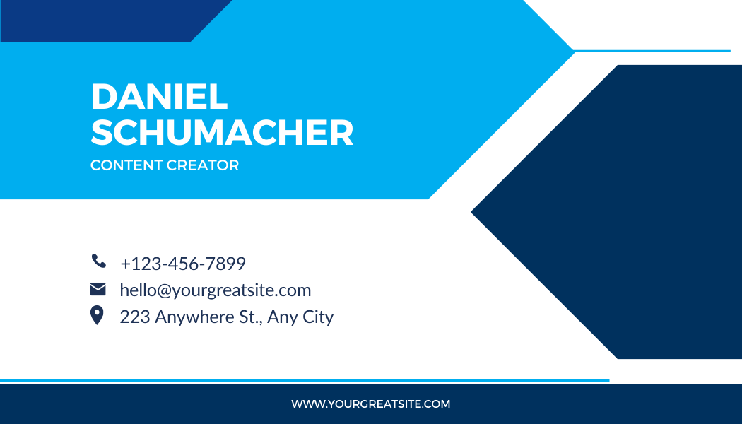Blue Geometric Content Creator Business Card