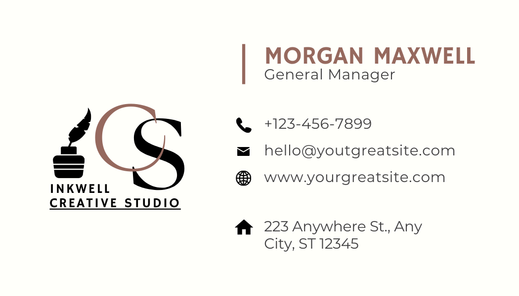 Monogram Minimalist Graphic Inkwell Business Card back