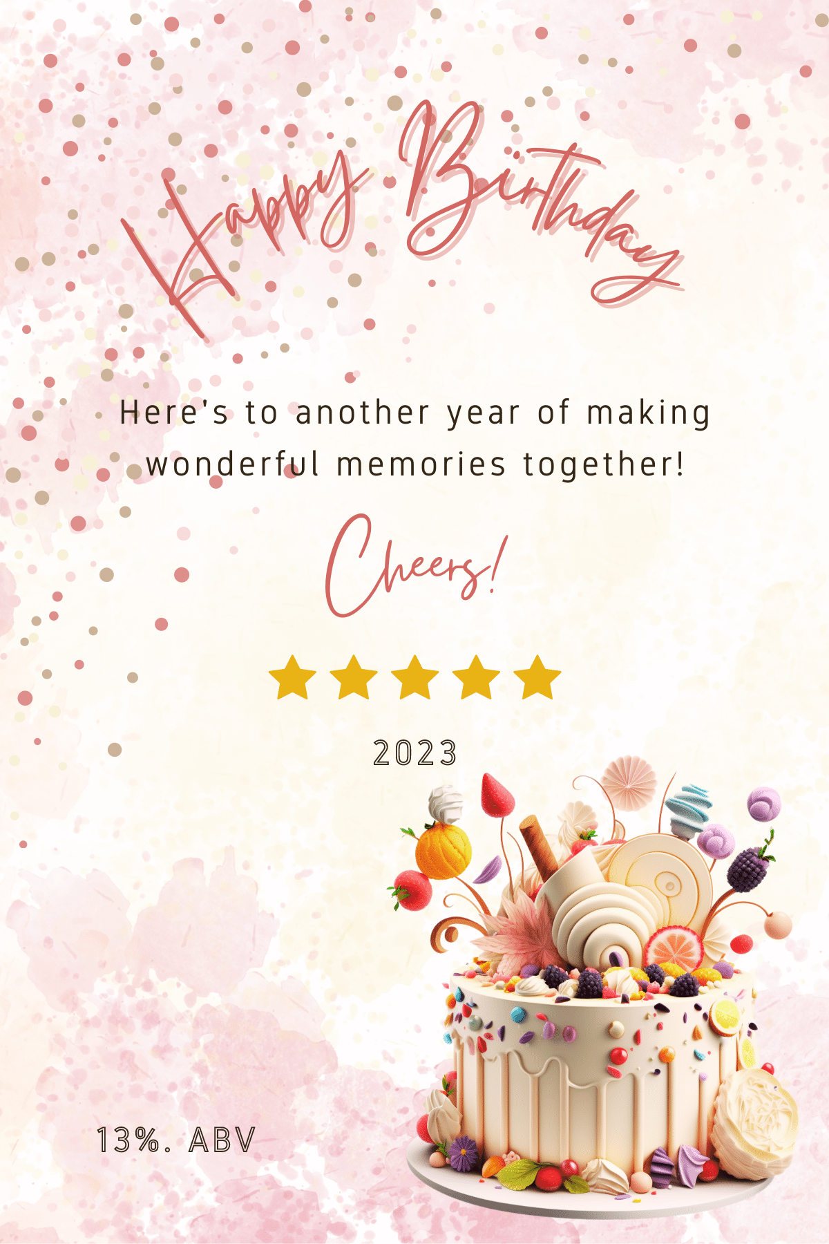 Whimsical Birthday Cake Design Sticker Label 4"x6" | Customizable Canva Template | Digital Download. Design