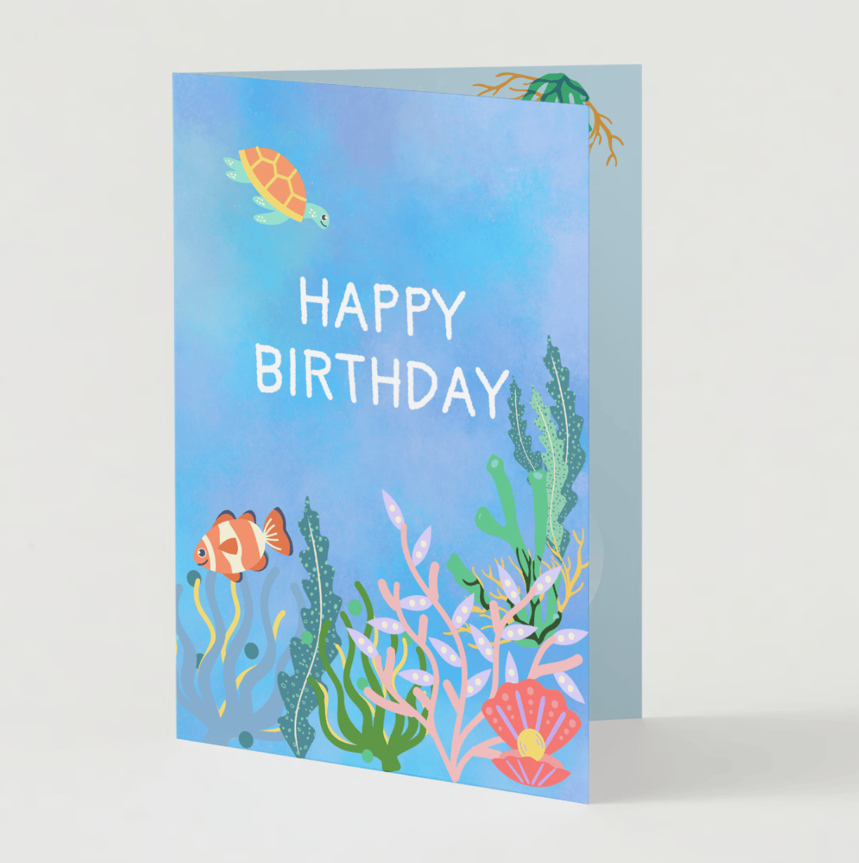 Vibrant Tropical Fish Design Folded Card Portrait | Customizable Canva Template | Digital. Mock outside front