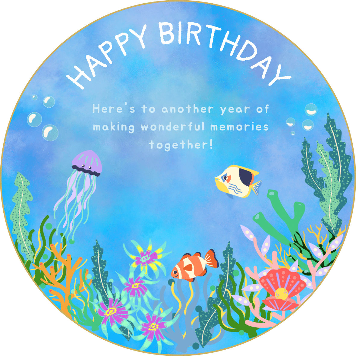 Vibrant Tropical Fish Design Circle Sticker | Customizable Canva Template | Digital. Design