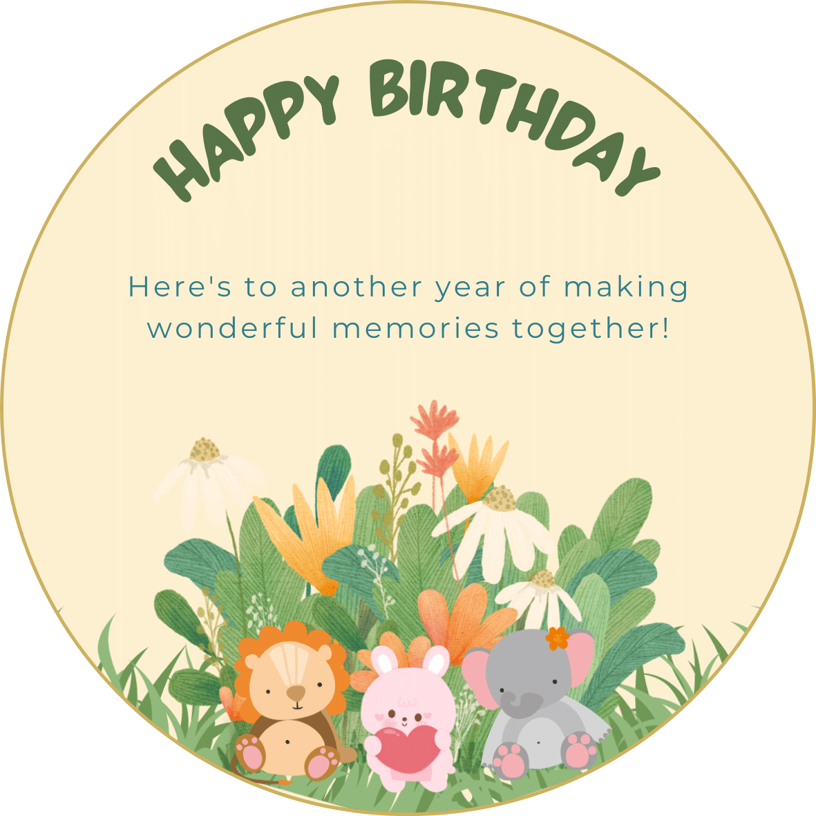 Adorable Animal Pastel Color Circle Sticker | Customizable Canva Template | Digital. Design