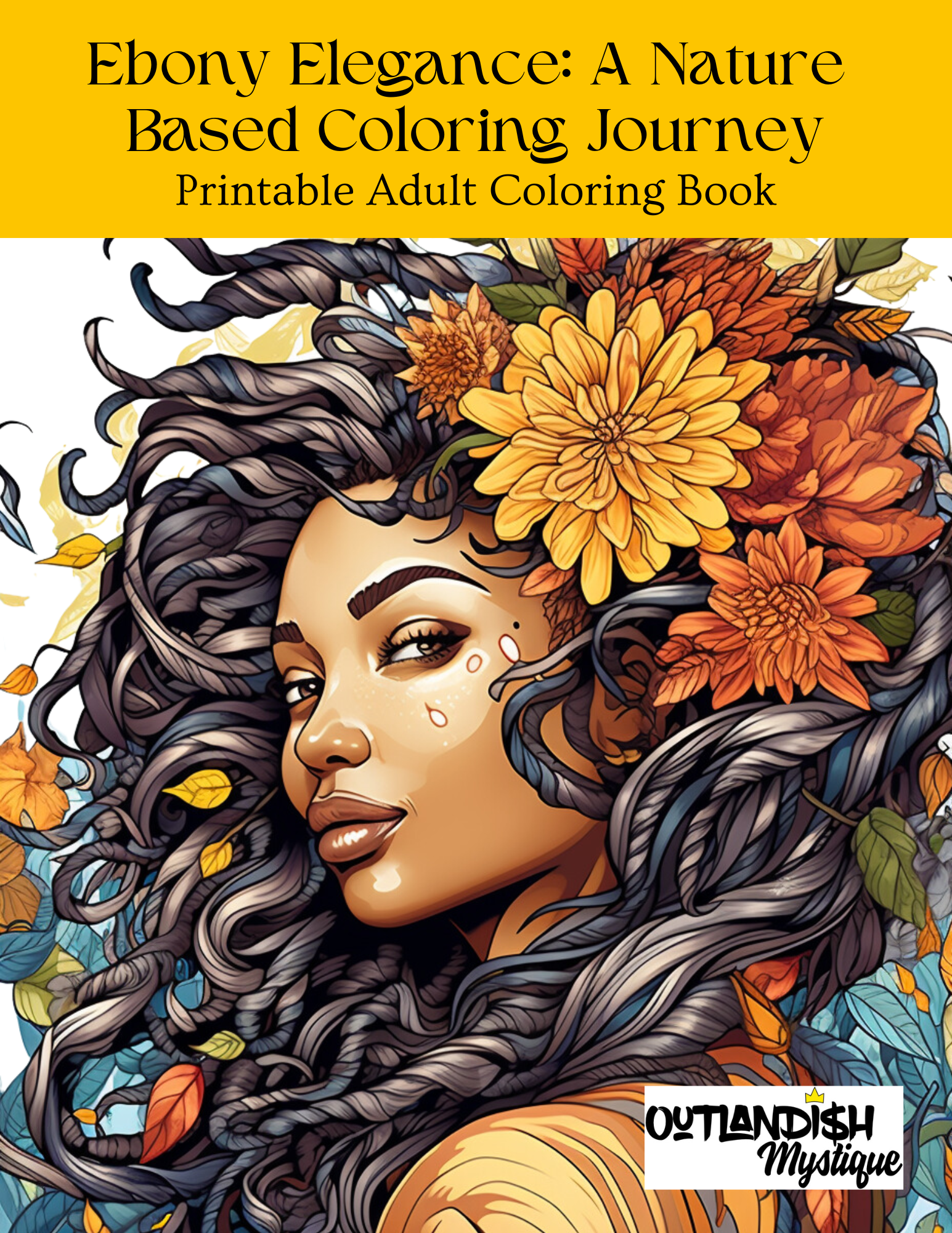 Ebony Elegance: A Nature Based Coloring Journey - Printable Adult Coloring  Book