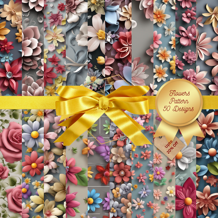 Petals and Pixels: 50 Gorgeous Flower Patterns | Instant Download