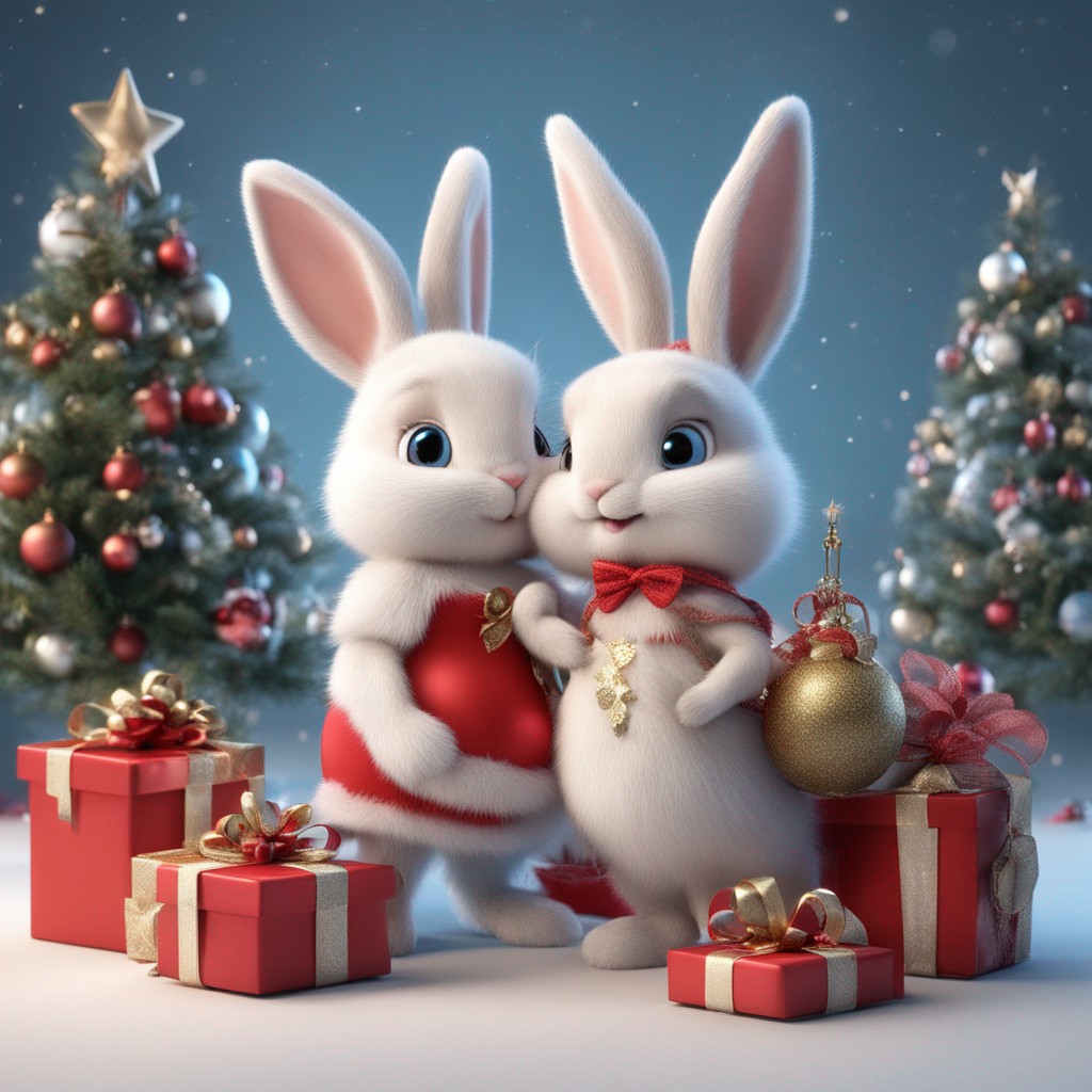 Christmas Joy with Fluffy Friends: Bunny 3D Characters Edition